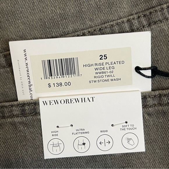 NWT WeWoreWhat High Rise Pleated Wide Leg Slouchy Pants in Stone Wash SZ… - Picture 6 of 10